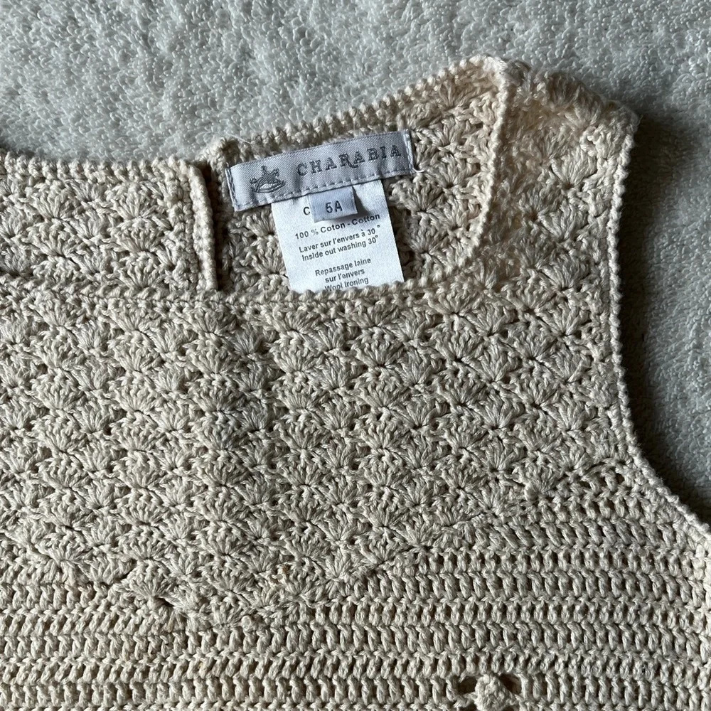 Charabia brand beautiful crocheted sweater, tunic-length. Sz 5T - Picture 3 of 5